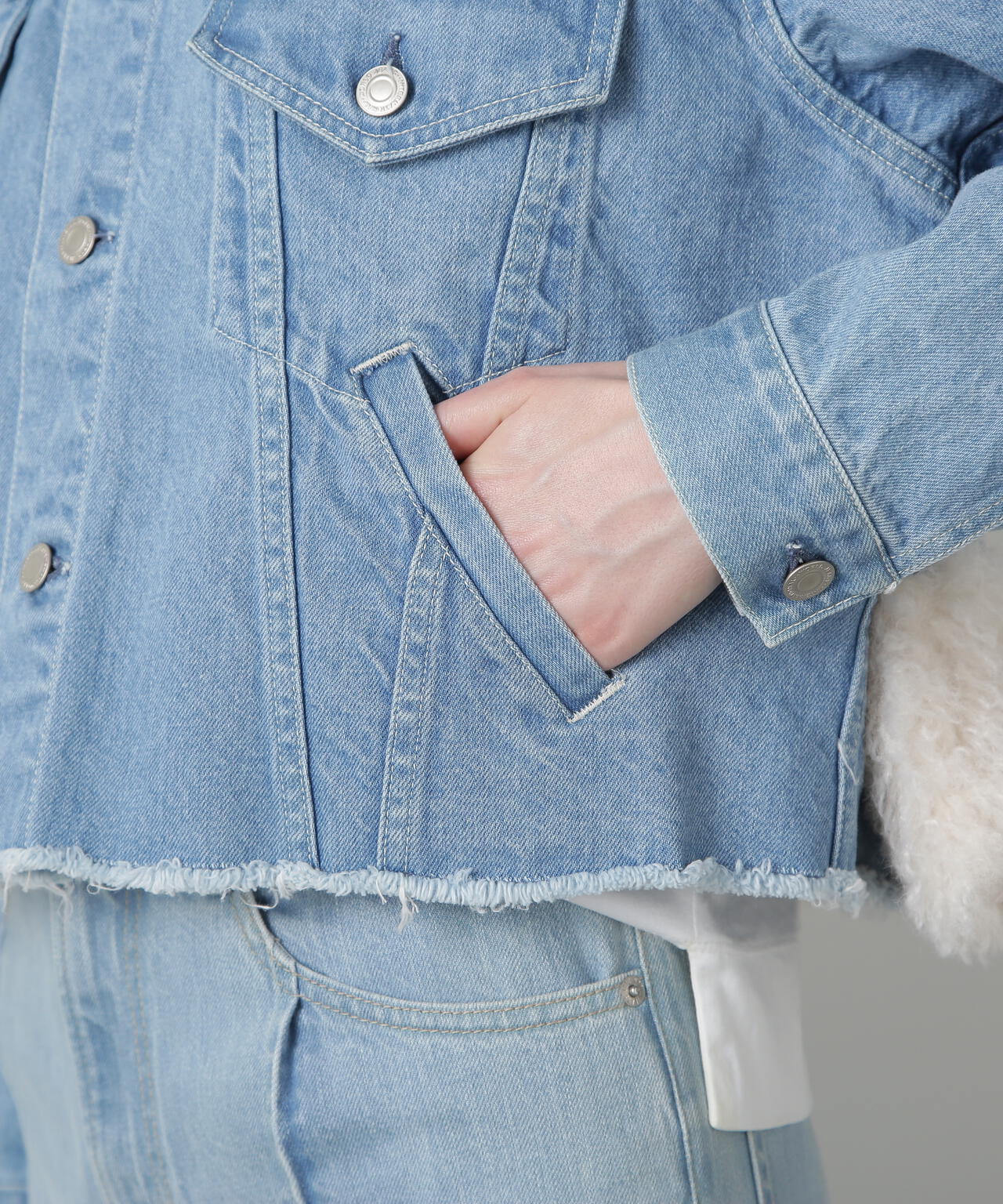 Fur Trim Combination Denim JK