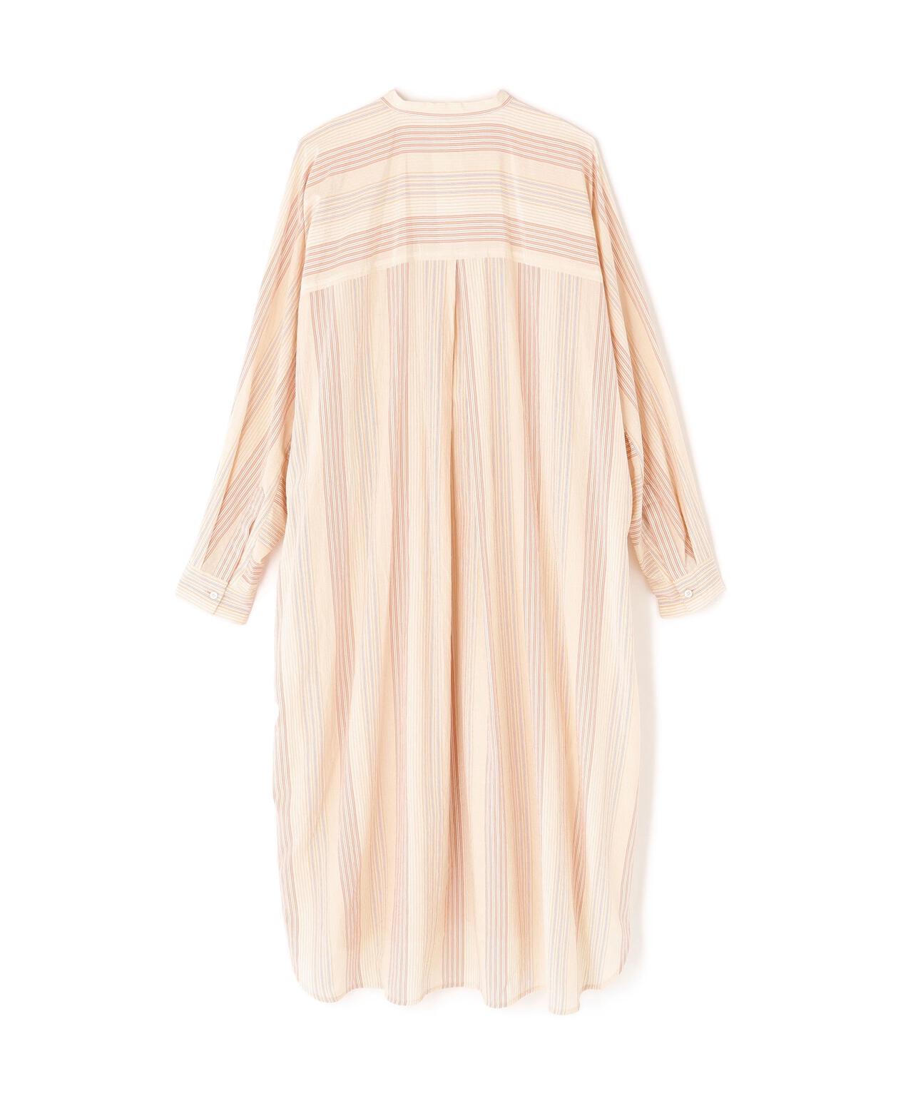 quitan / COTTON SILK 'STRIKE-OFF' STRIPE AO DAÏ LONG BAND COLLAR SHIRT