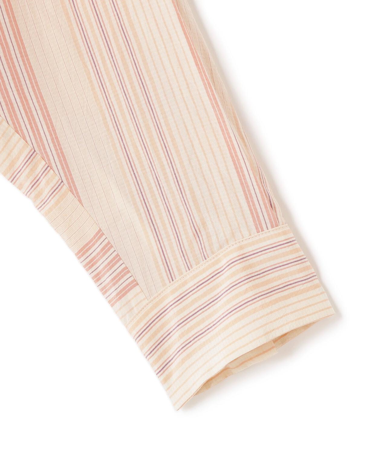 quitan / COTTON SILK 'STRIKE-OFF' STRIPE AO DAÏ LONG BAND COLLAR SHIRT