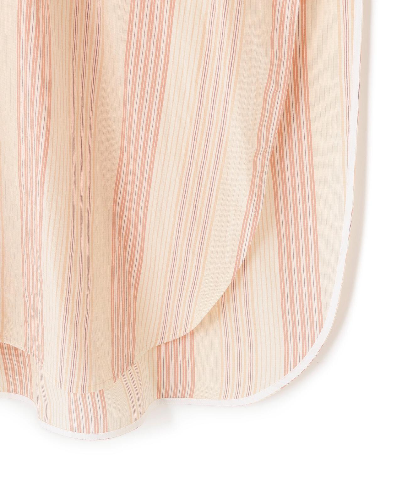 quitan / COTTON SILK 'STRIKE-OFF' STRIPE AO DAÏ LONG BAND COLLAR SHIRT