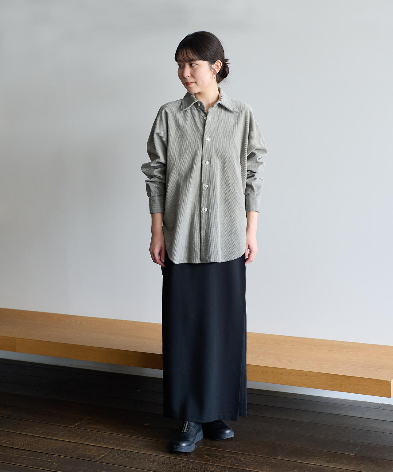 quitan / COTTON LINEN CORDUROY WIDE REGULAR COLLAR SHIRT SUIBOKU