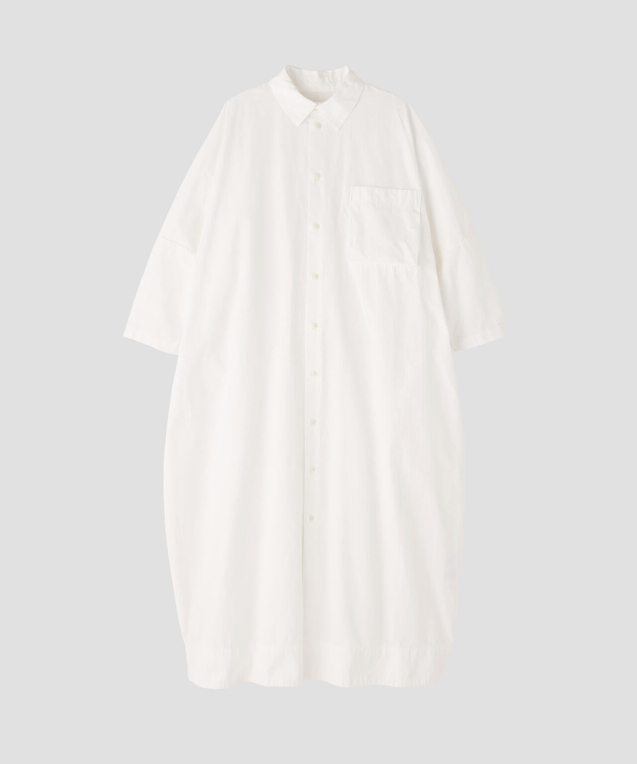 quitan / COTTON WEATHER CLOTH BALLOON SHIRT DRESS