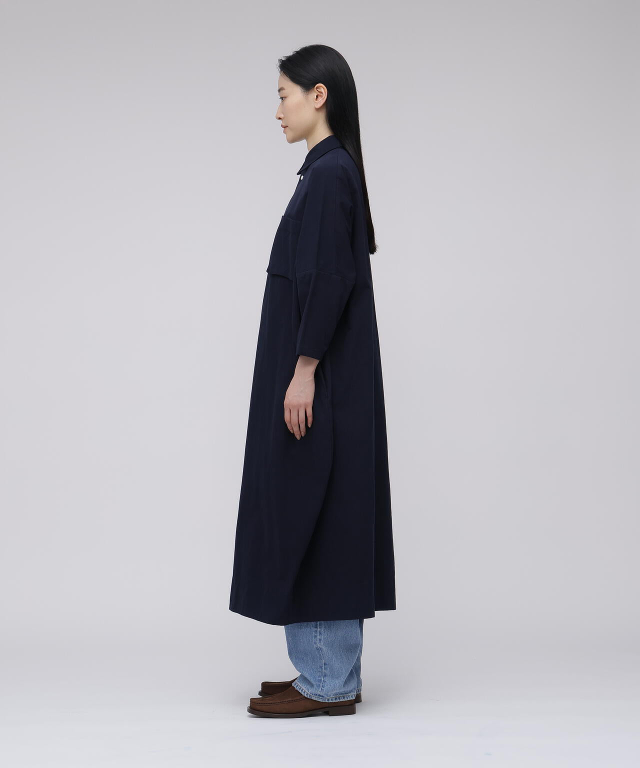 quitan / COTTON WEATHER CLOTH BALLOON SHIRT DRESS