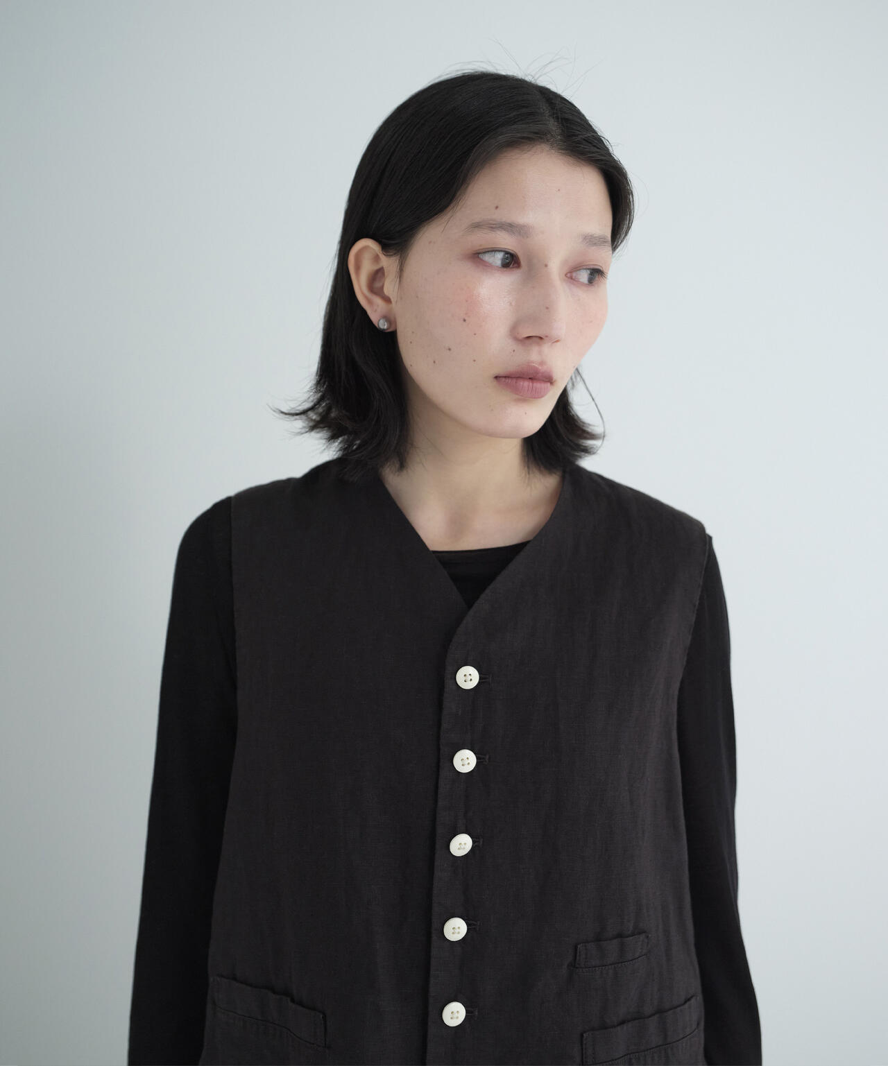[別注]quitan / LINEN CANVAS LONG GILET