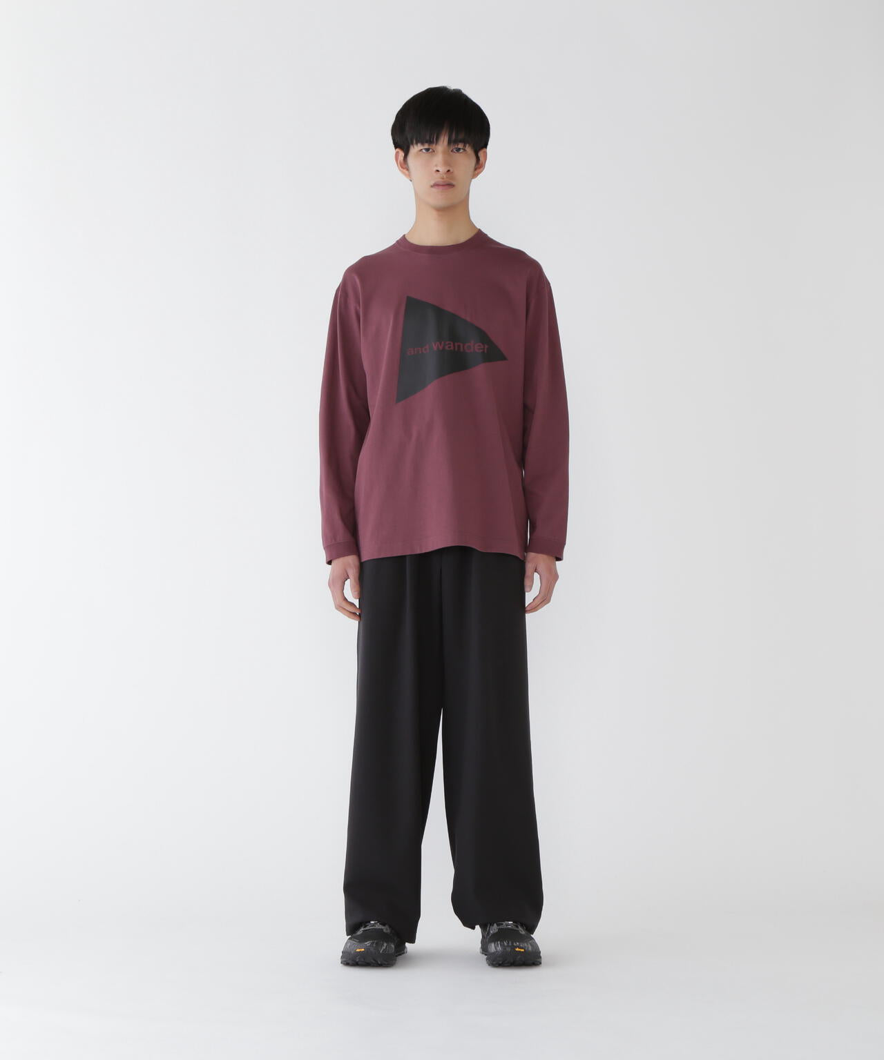PE melange twill wide pants
