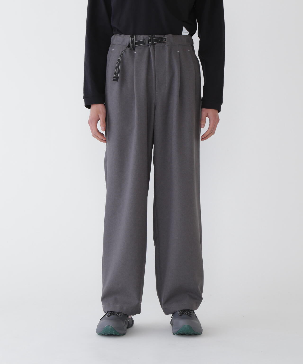 PE melange twill wide pants