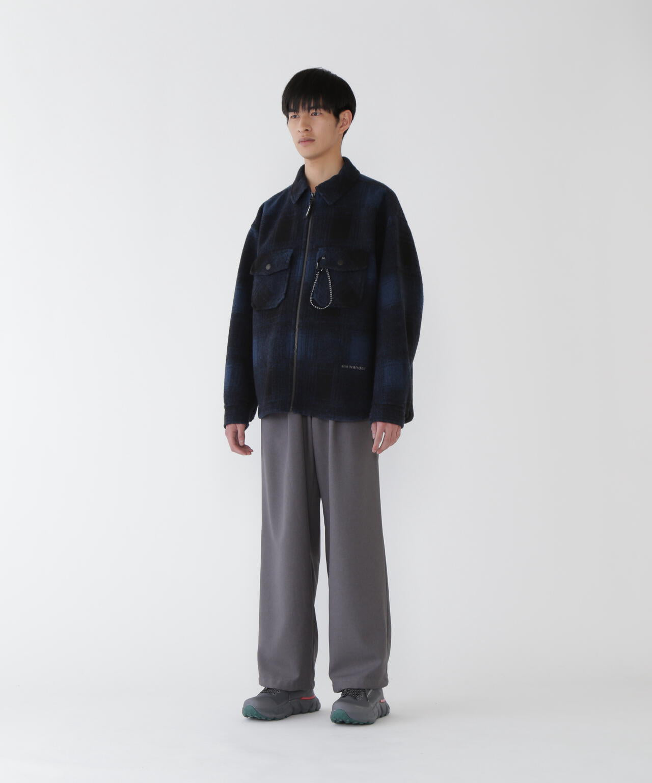 PE melange twill wide pants