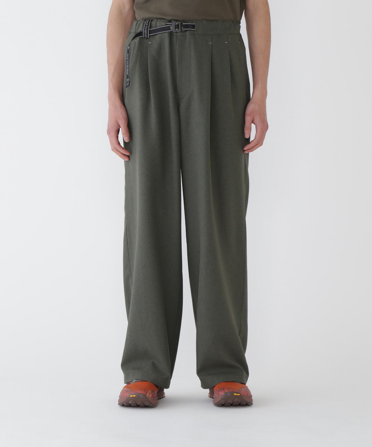 PE melange twill wide pants