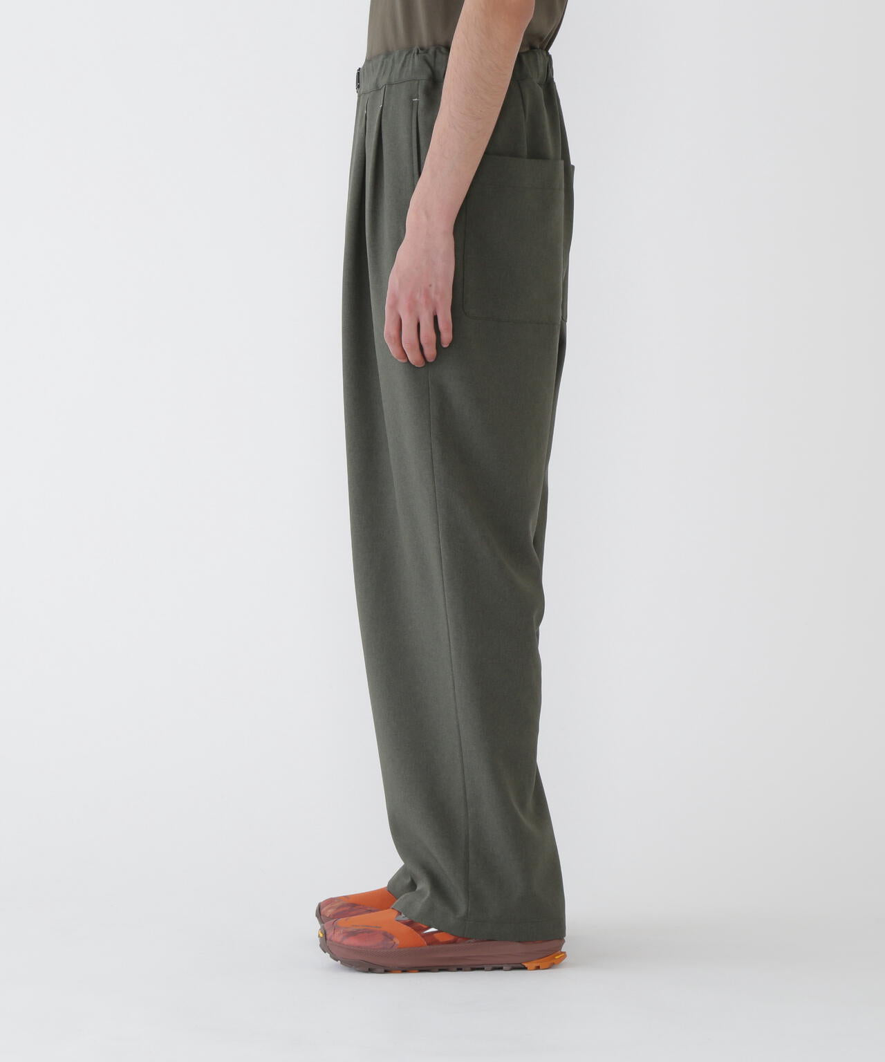 PE melange twill wide pants