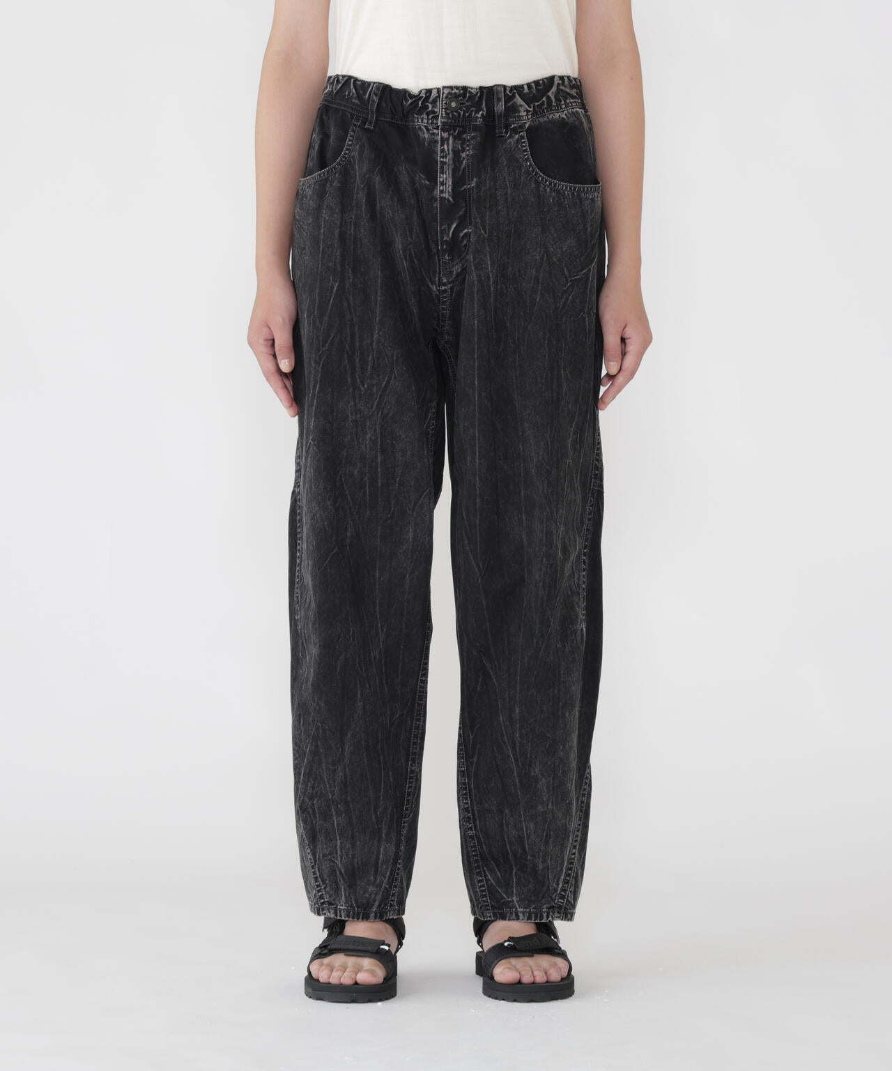 bleach twill wide pants