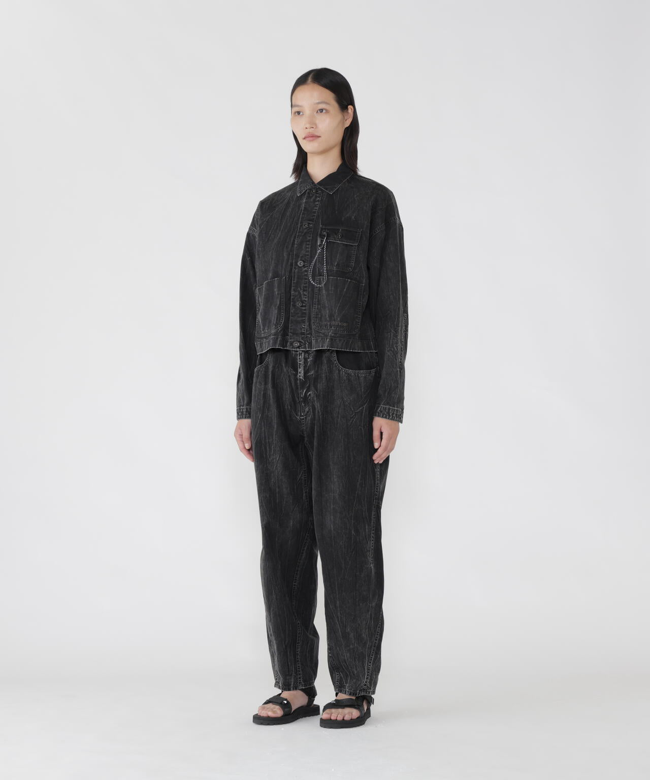 bleach twill wide pants