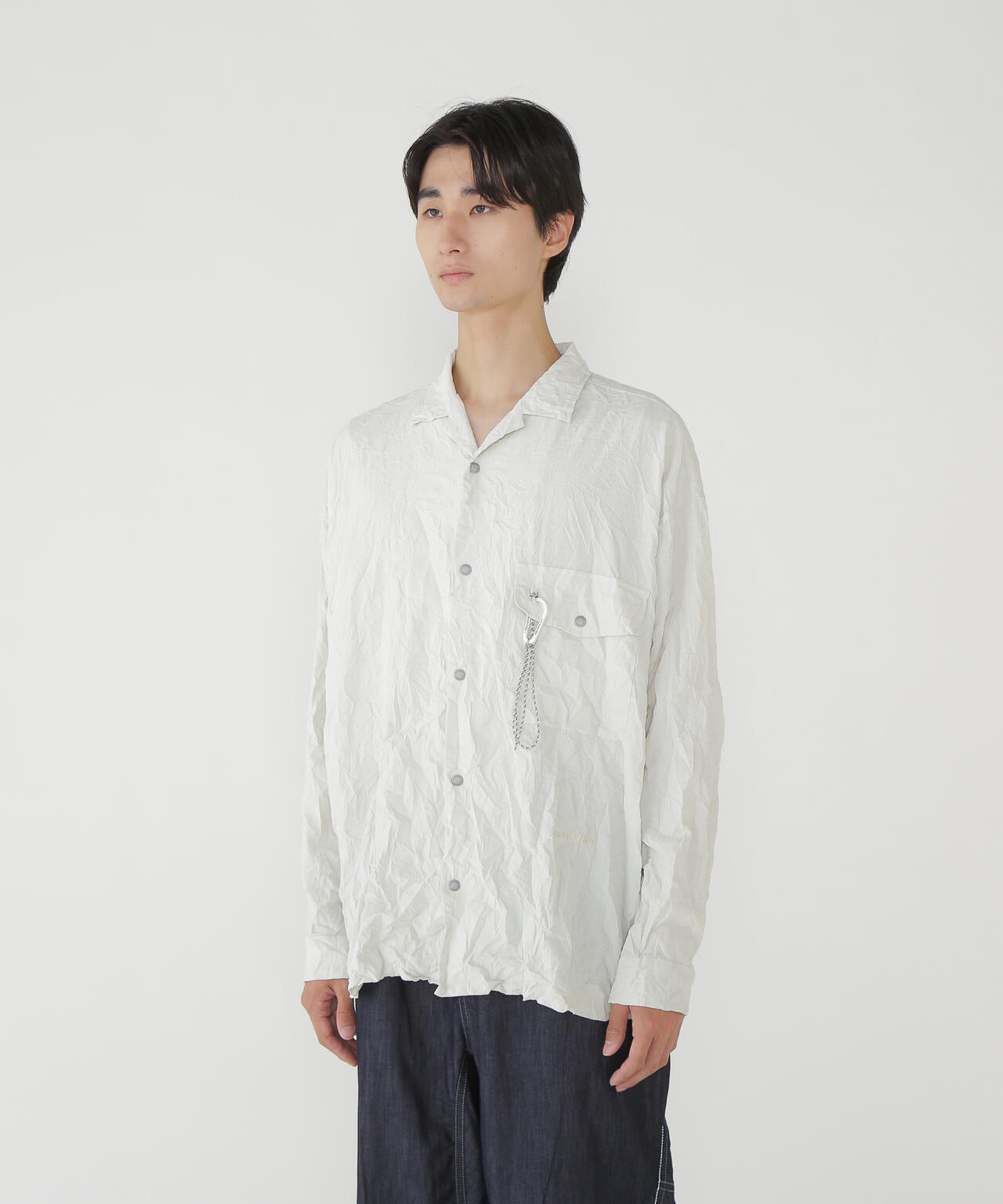 washer pleated open LS shirt (M)