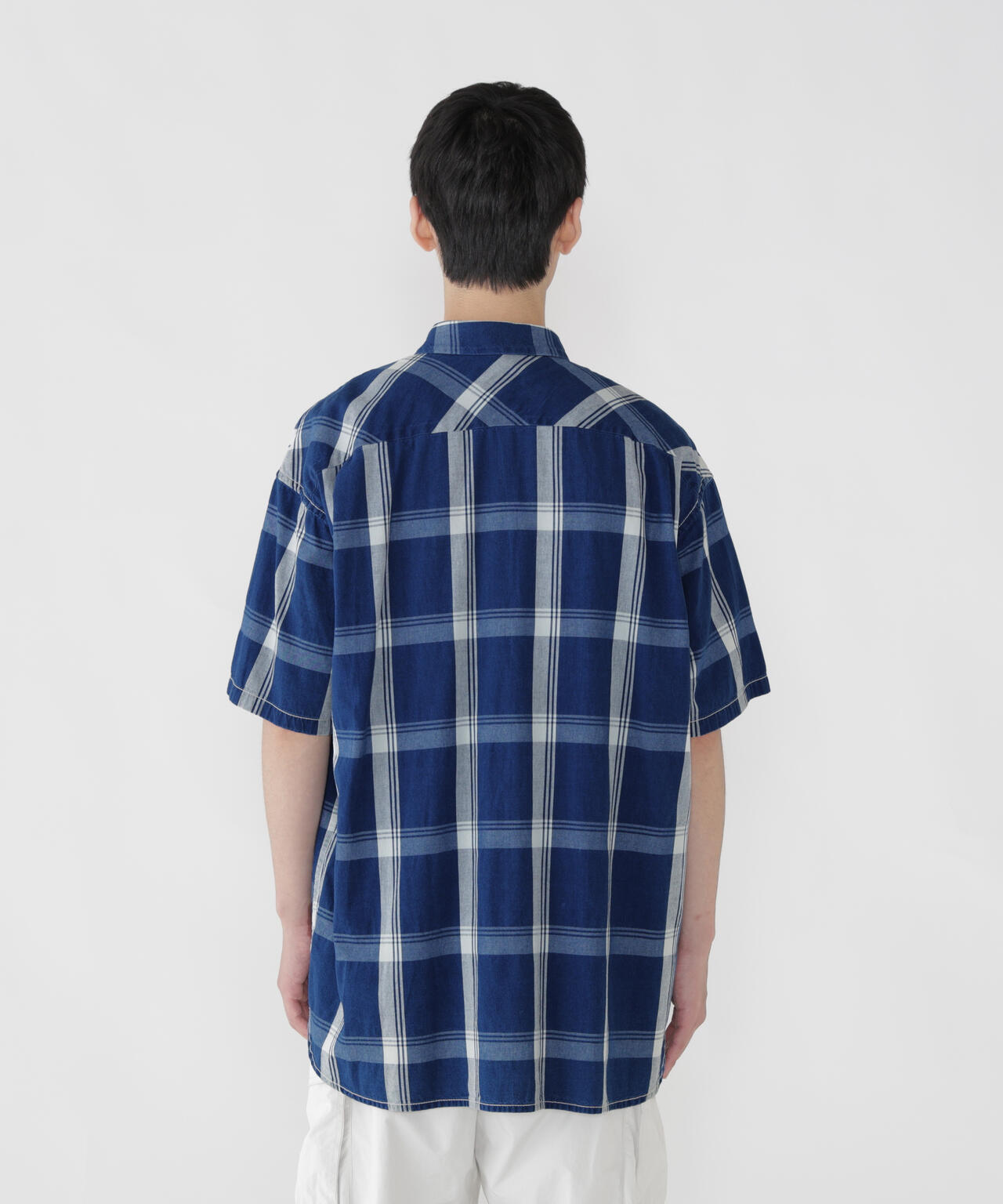 indigo check SS shirt (M)