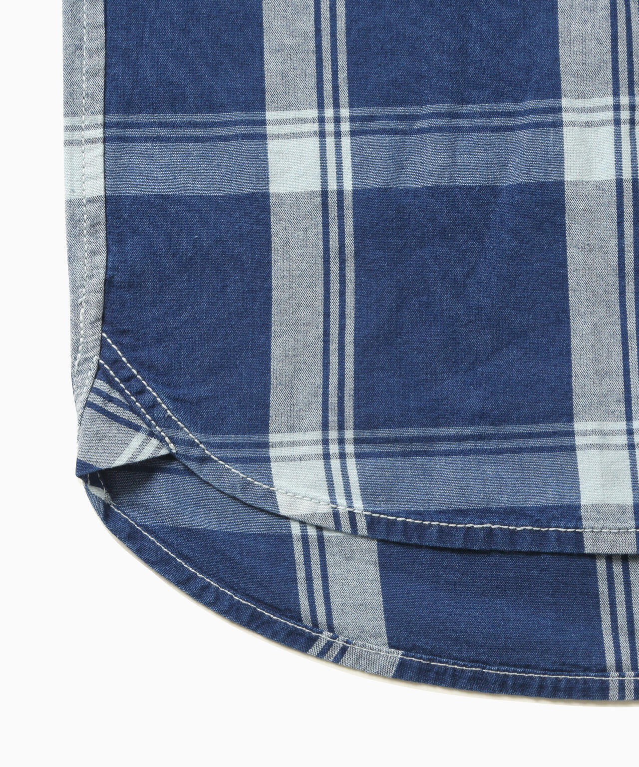 indigo check LS shirt (M)