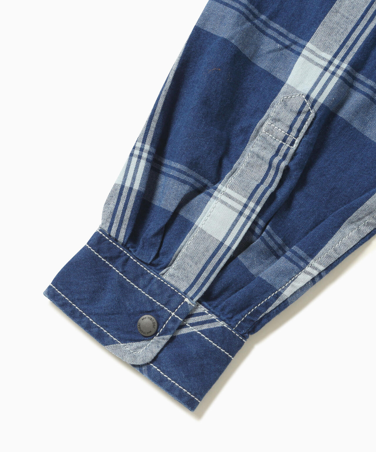 indigo check LS shirt (M)