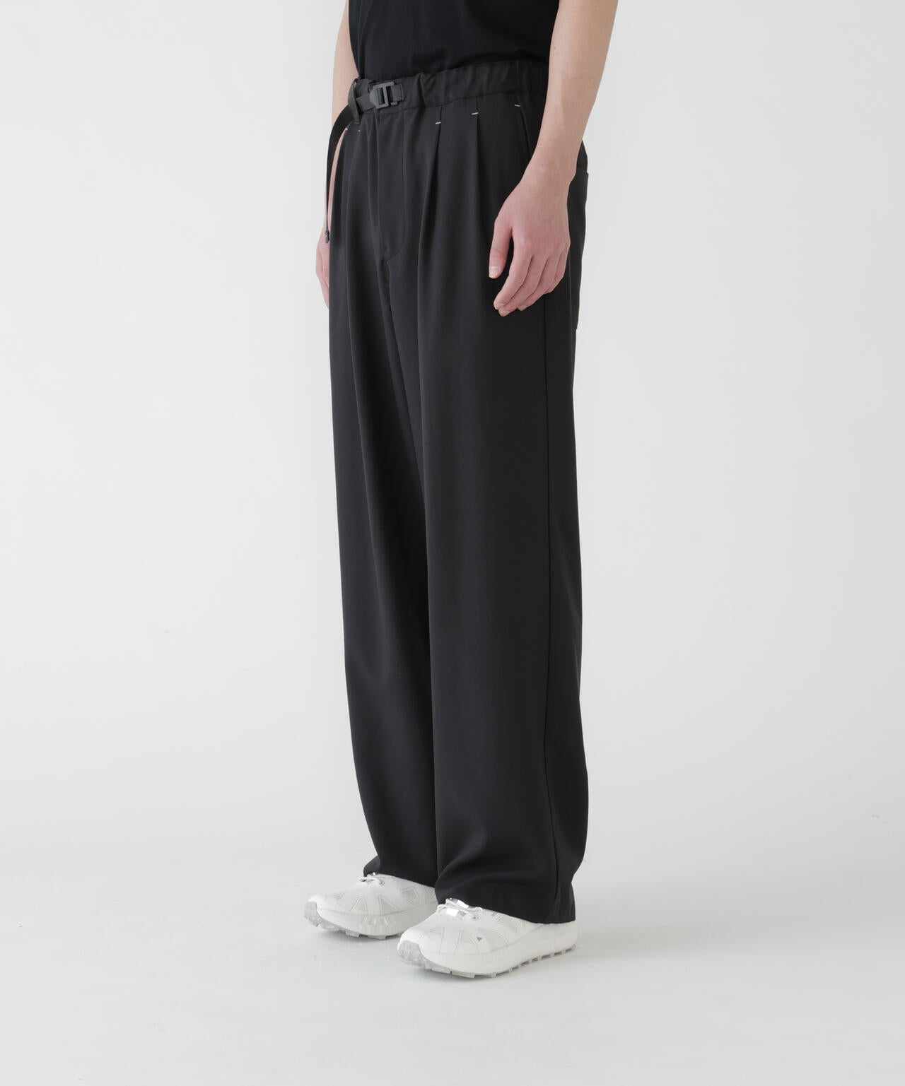 PE melange twill wide pants