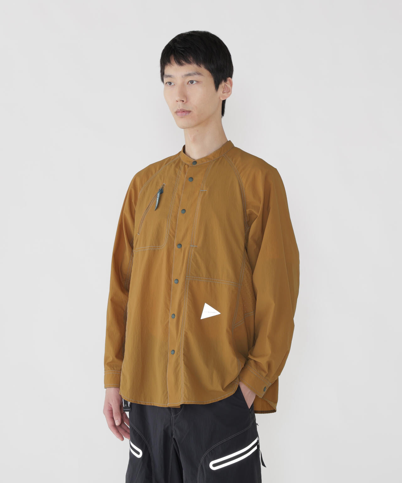 stretch rip band collar shirt