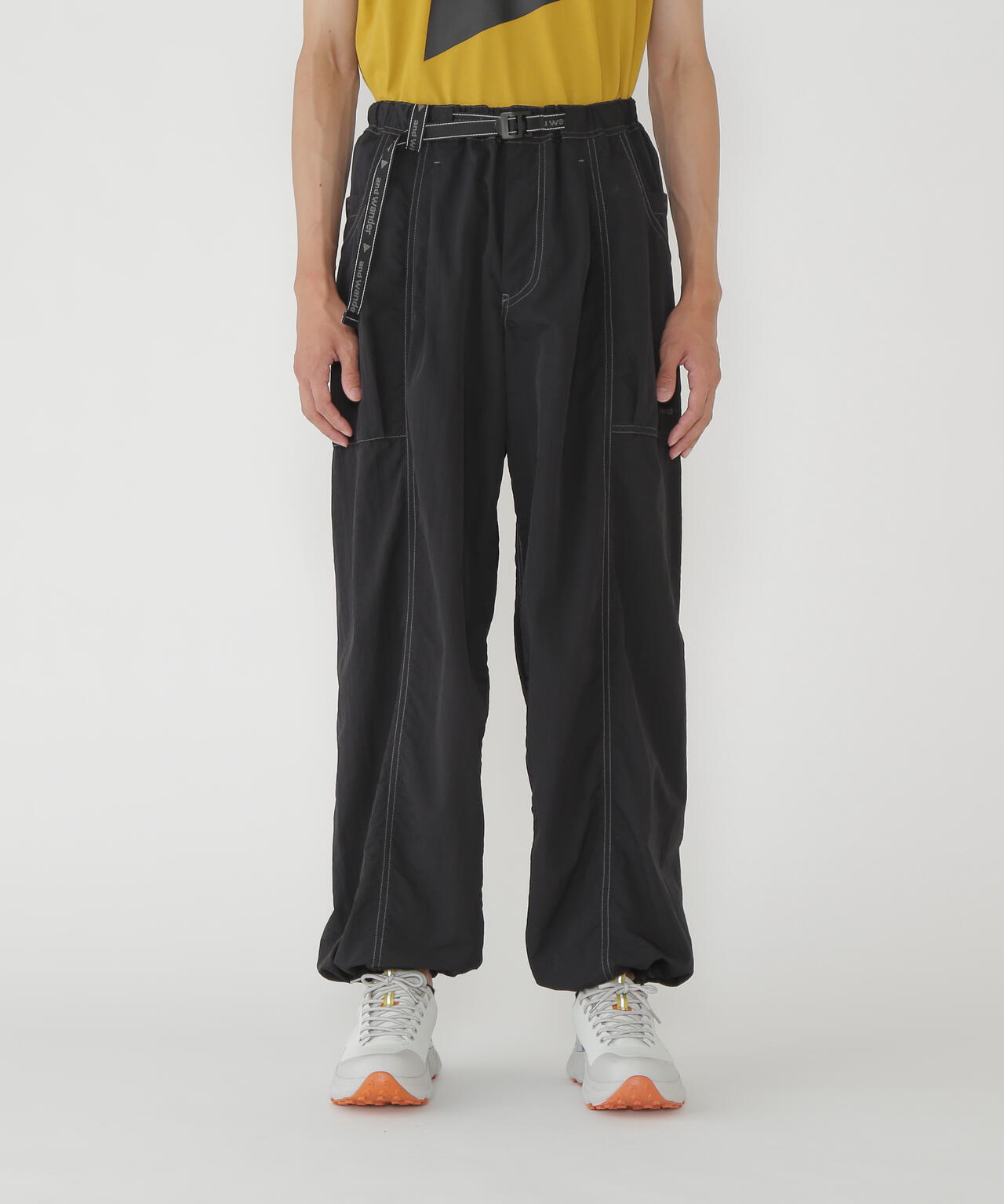 crinkled nylon pants