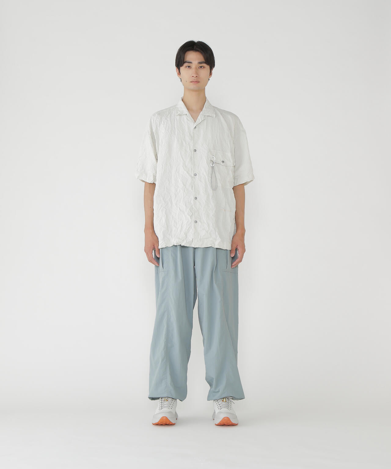 crinkled nylon pants