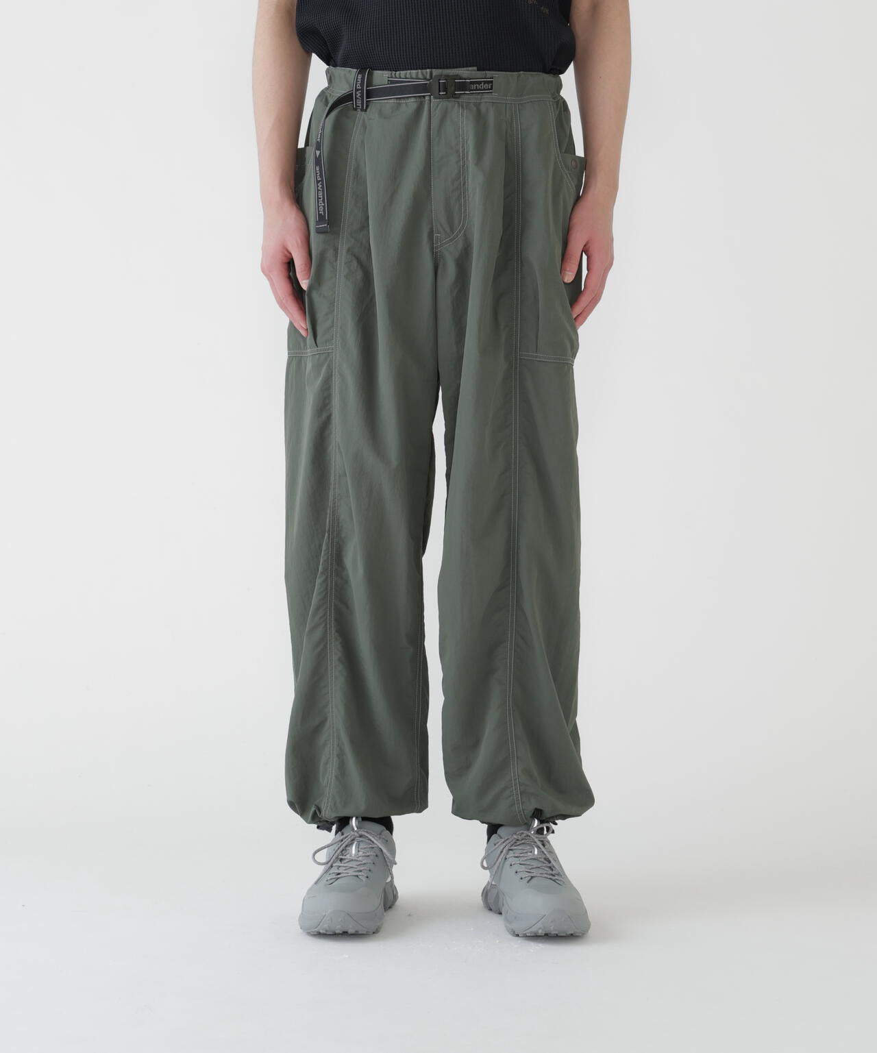 crinkled nylon pants