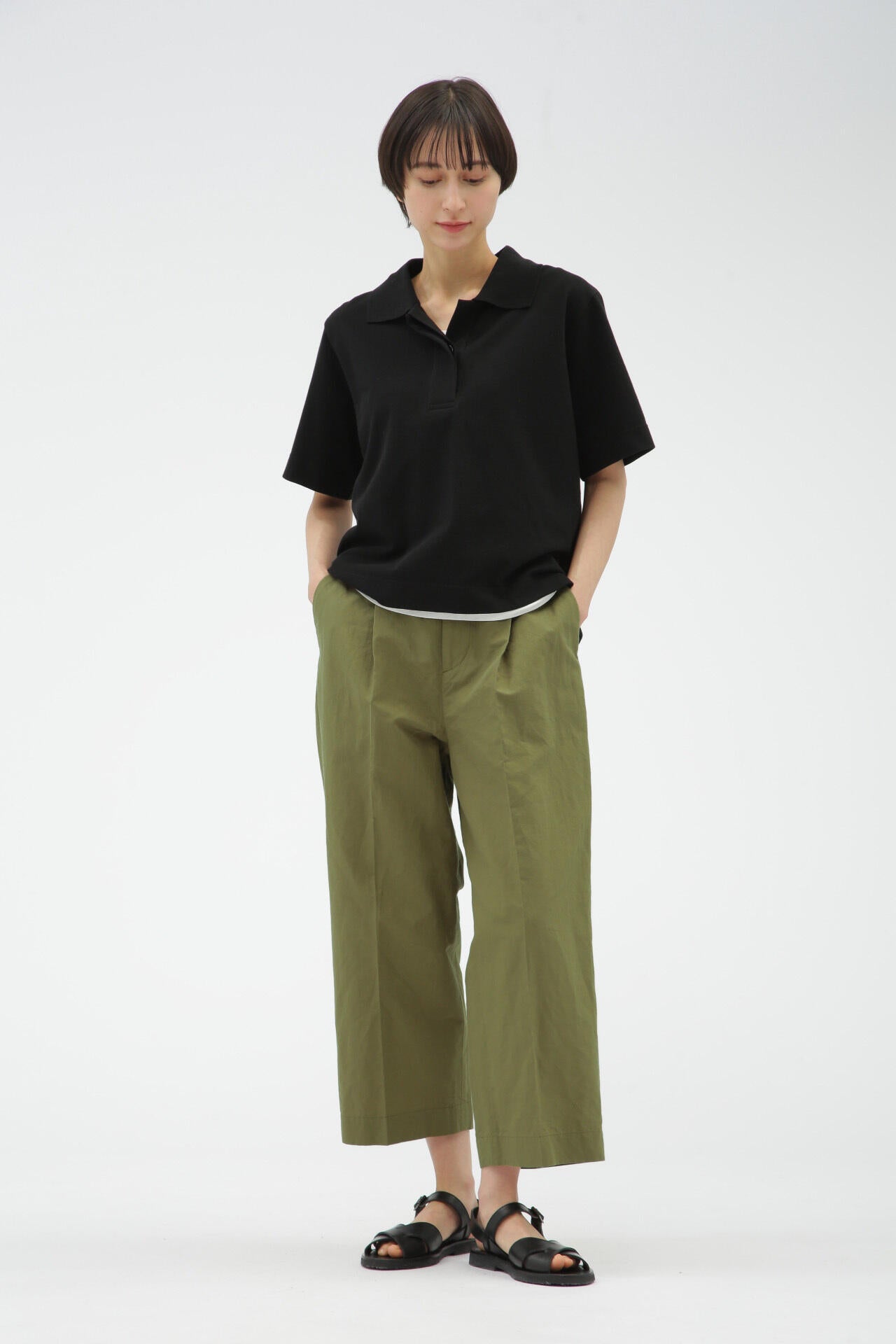 PLAIN WEAVE COTTON LINEN TROUSERS