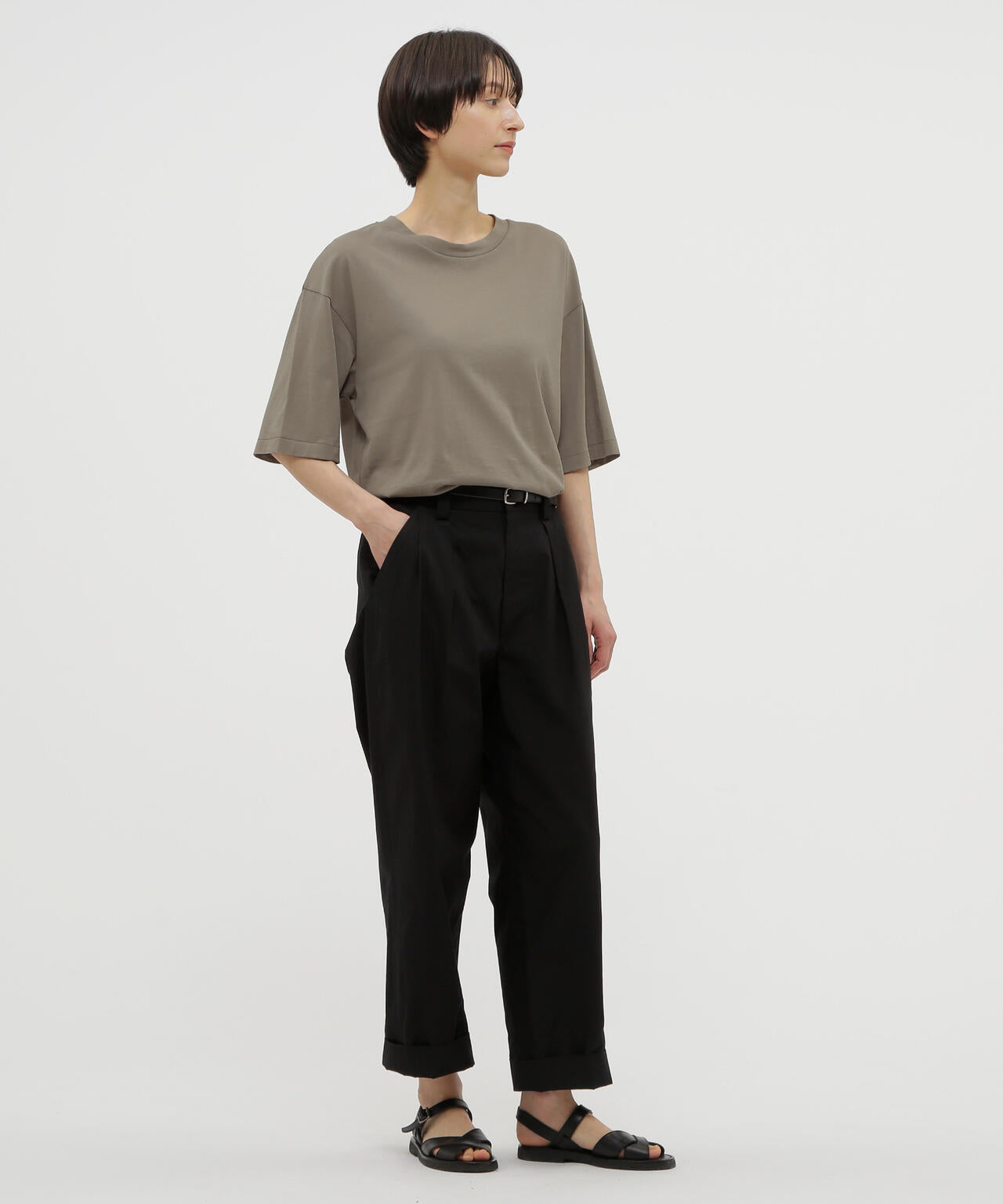 WASHED COTTON POPLIN TROUSERS