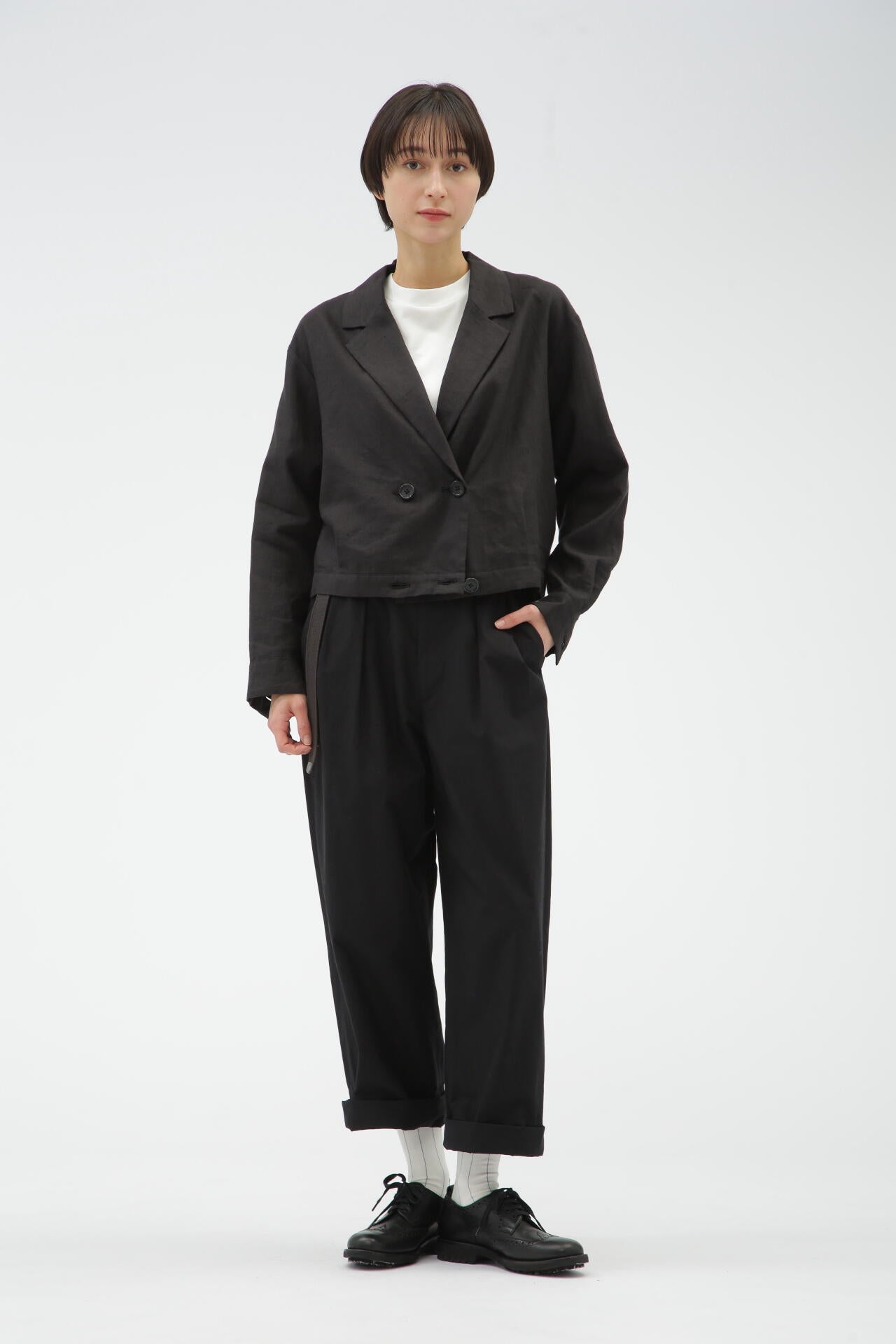 WASHED COTTON POPLIN TROUSERS