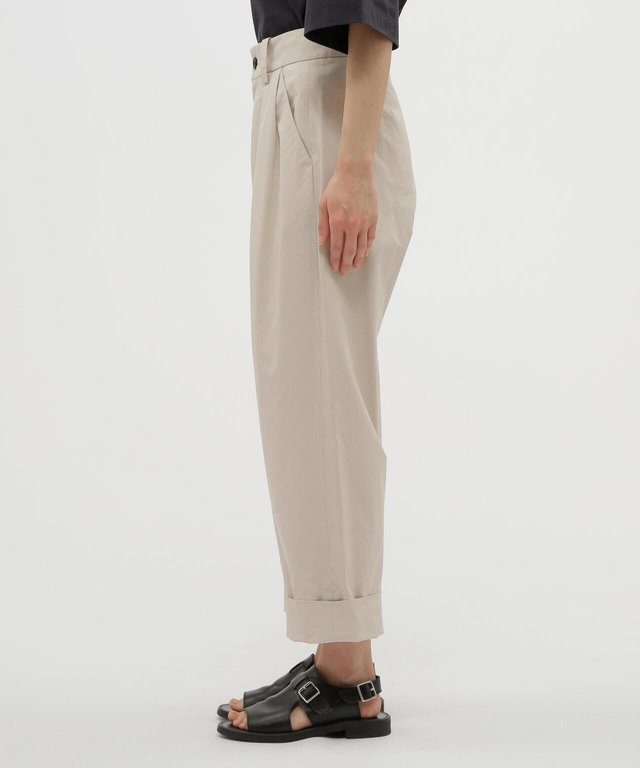 WASHED COTTON POPLIN TROUSERS