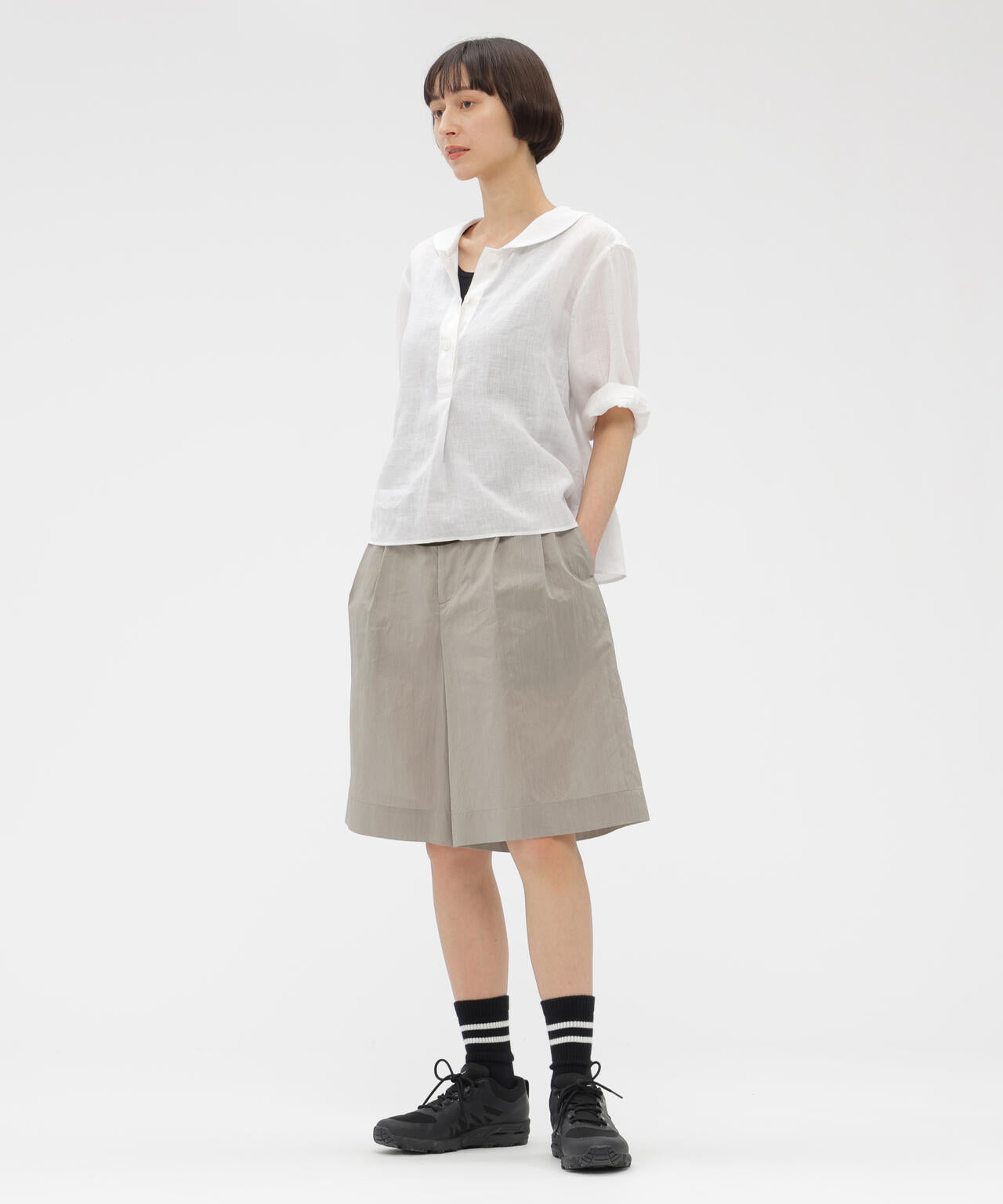 FINE STRIPE COTTON SILK TROUSERS