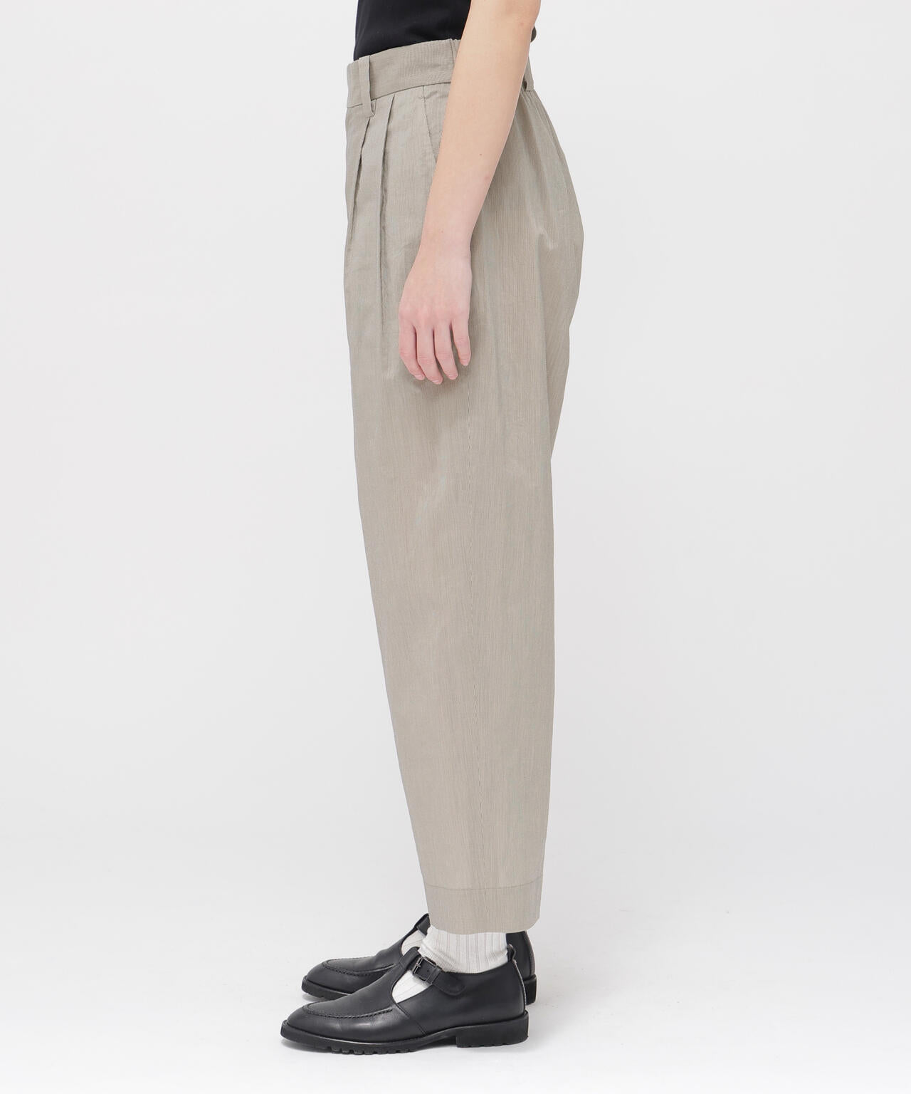 FINE STRIPE COTTON SILK TROUSERS