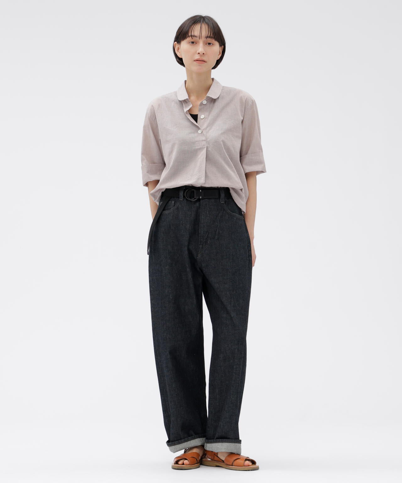 HAIRLINE STRIPE COTTON LINEN SHIRT