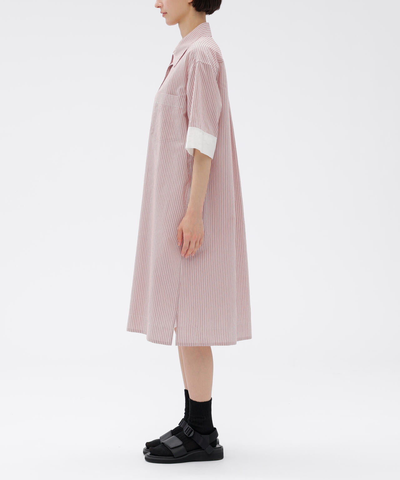 DOUBLE STRIPE COTTON SILK DRESS