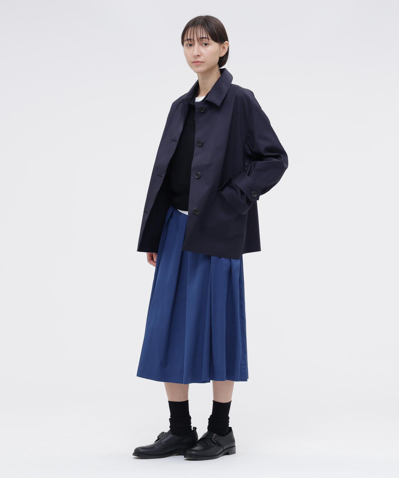 COTTON SILK POPLIN SKIRT