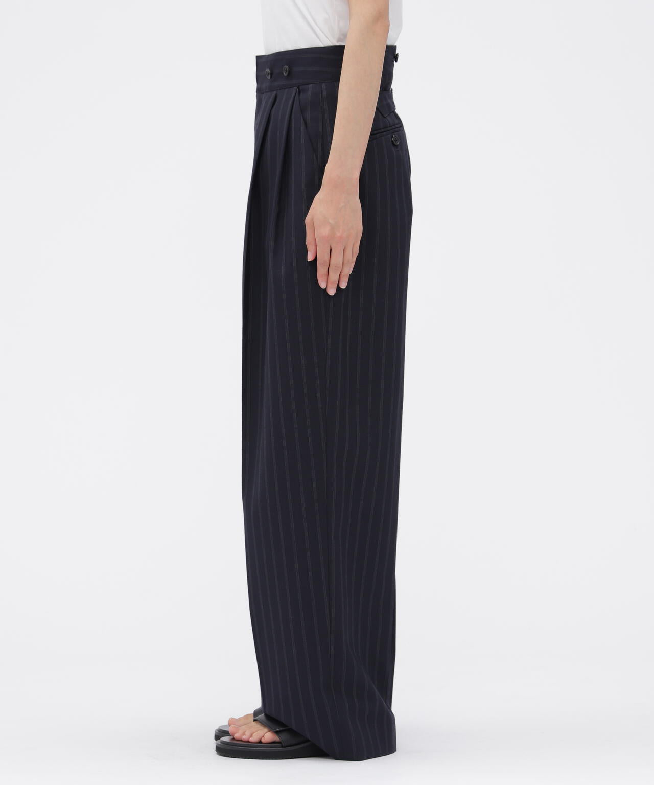 WIDE STRIPE WOOL TROUSERS