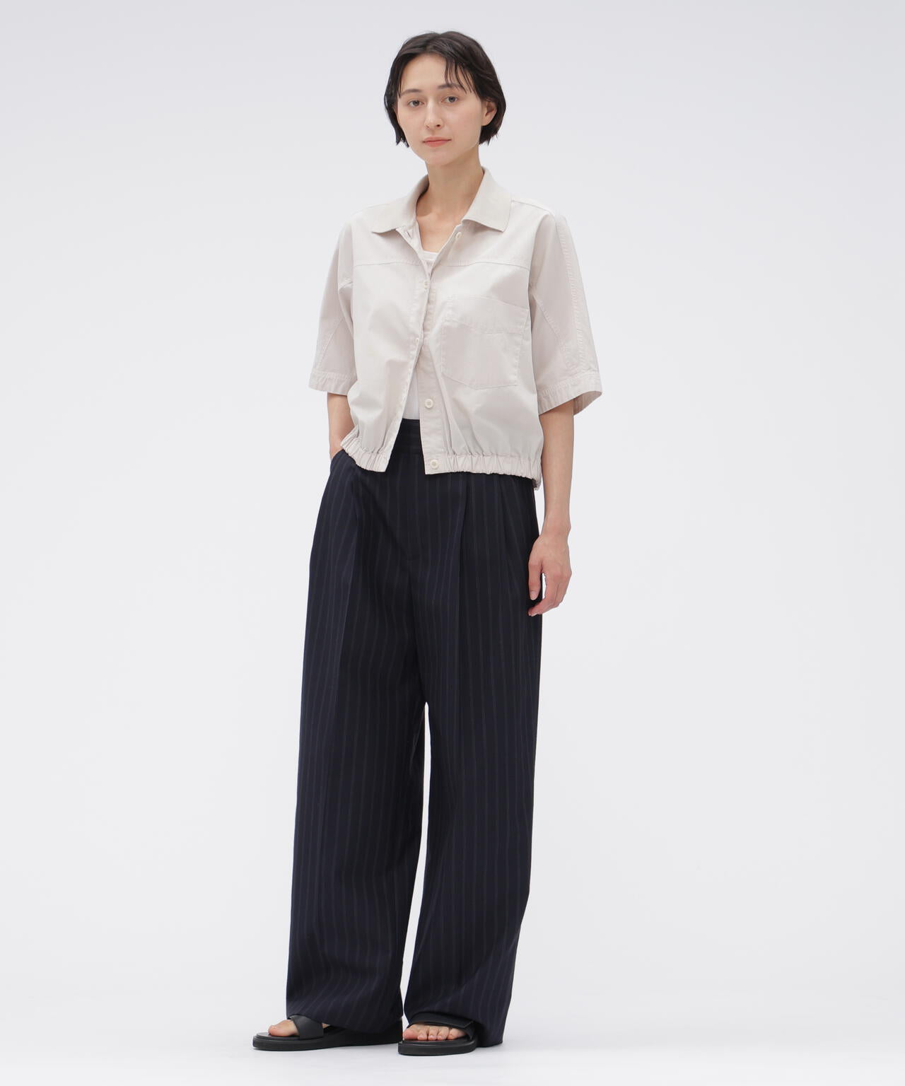 WIDE STRIPE WOOL TROUSERS