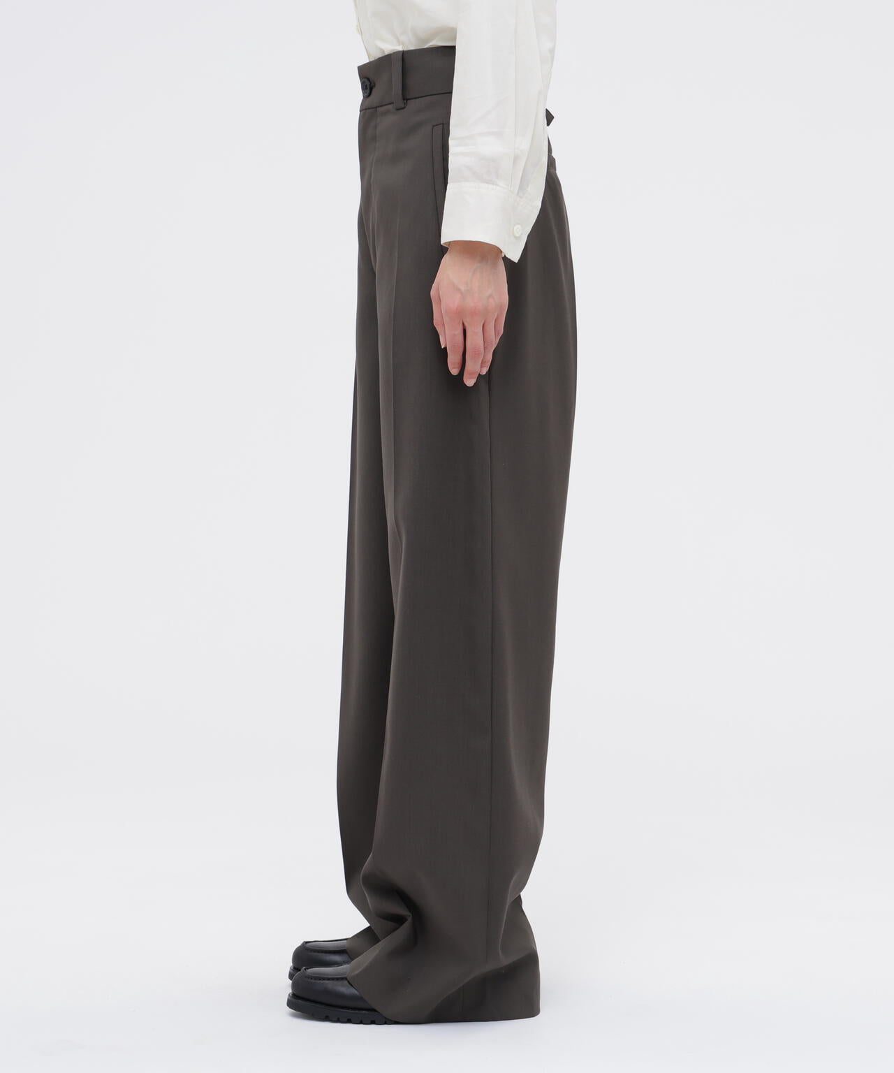 WASHABLE WOOL PLAINWEAVE TROUSERS