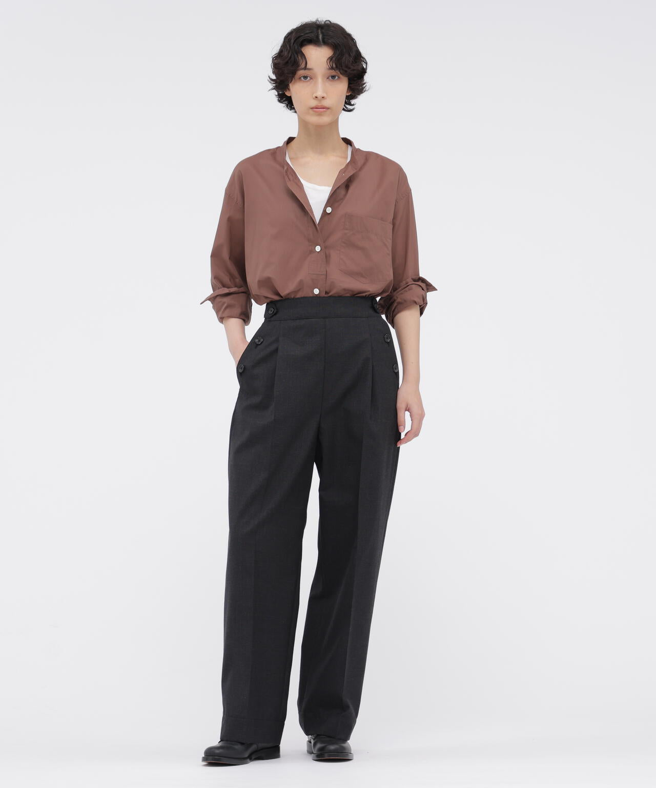 MUTED WOOL CHECK TROUSERS
