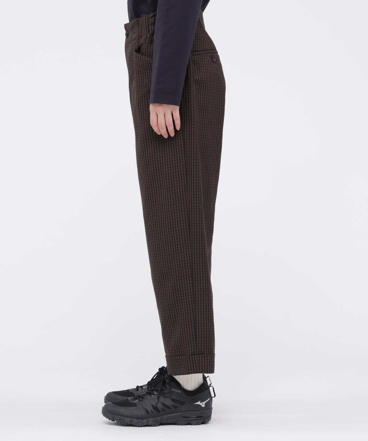 LINEN WOOL GINGHAM TROUSERS