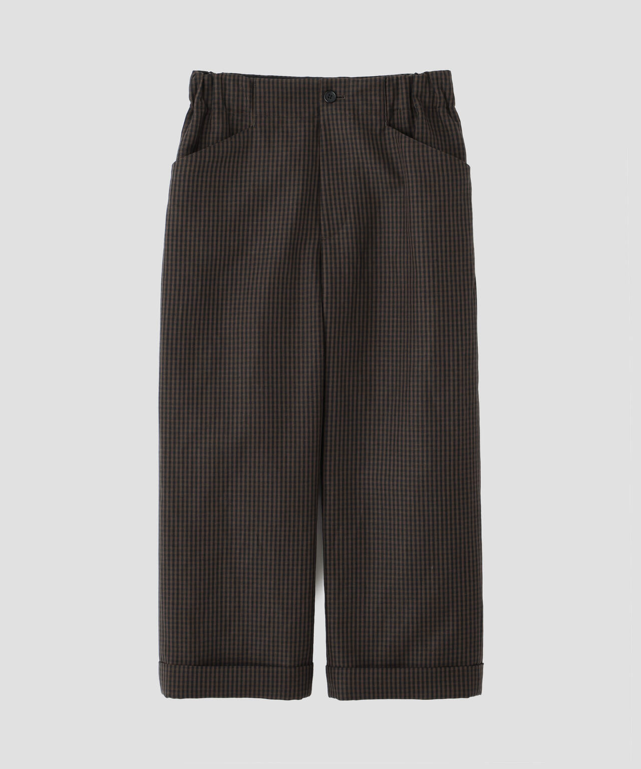 LINEN WOOL GINGHAM TROUSERS