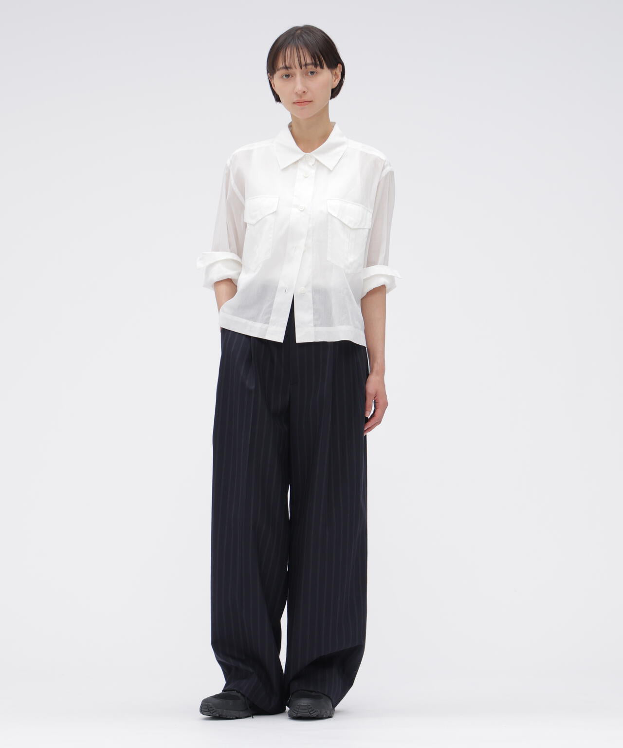 SHEER COTTON STRIPE SHIRT