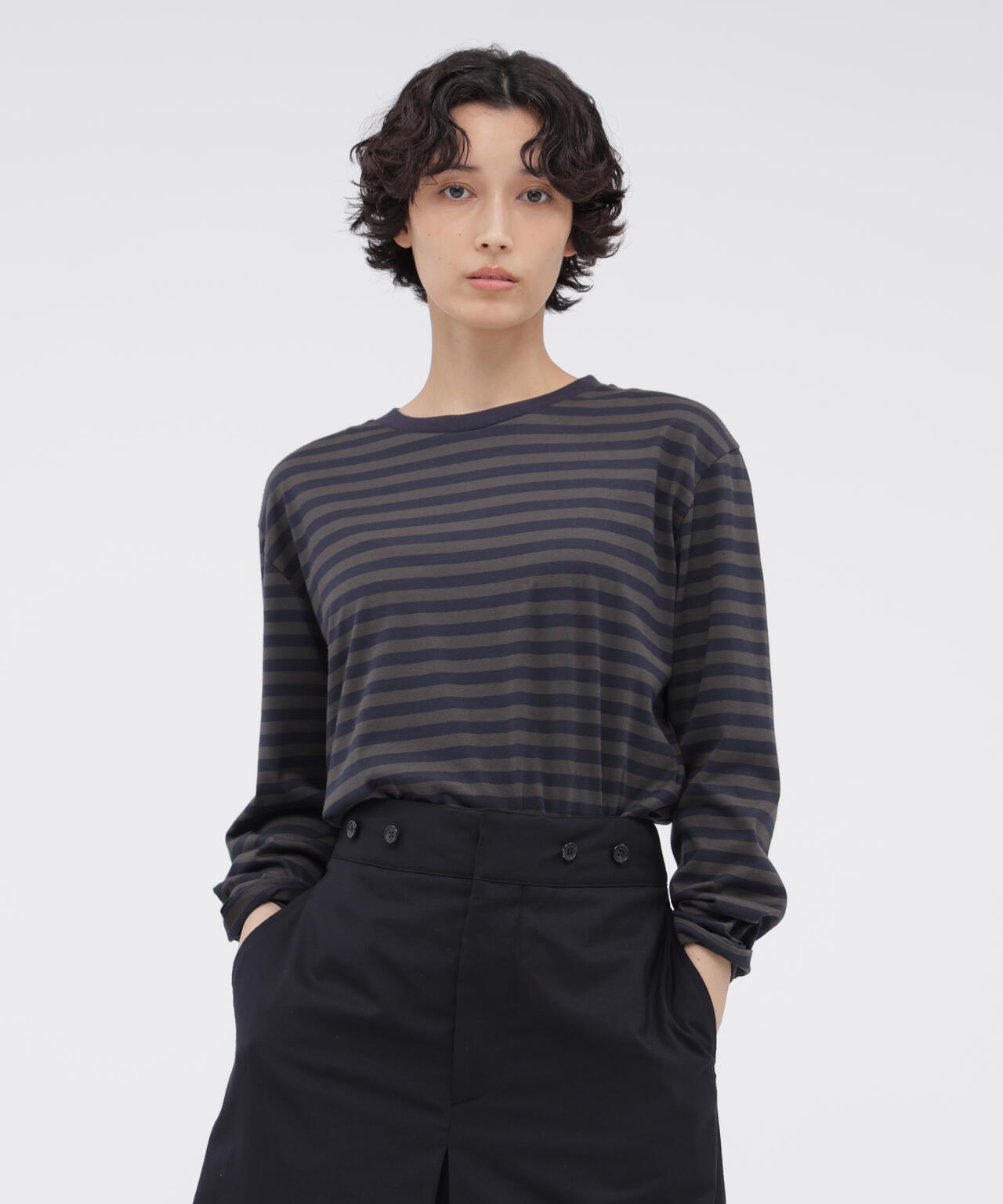 STRIPE COTTON JERSEY TOP