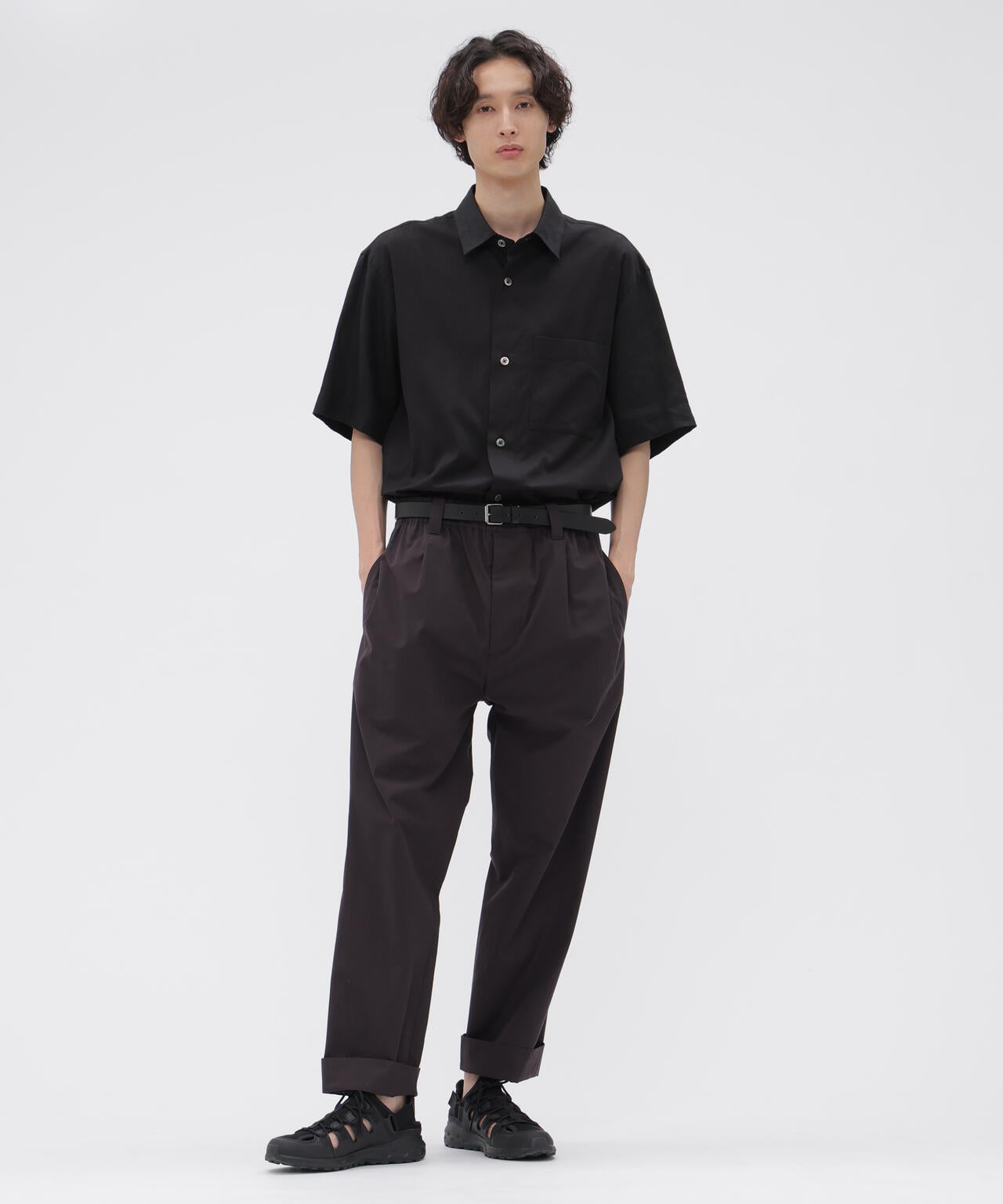 COTTON SILK PLAINWEAVE TROUSERS