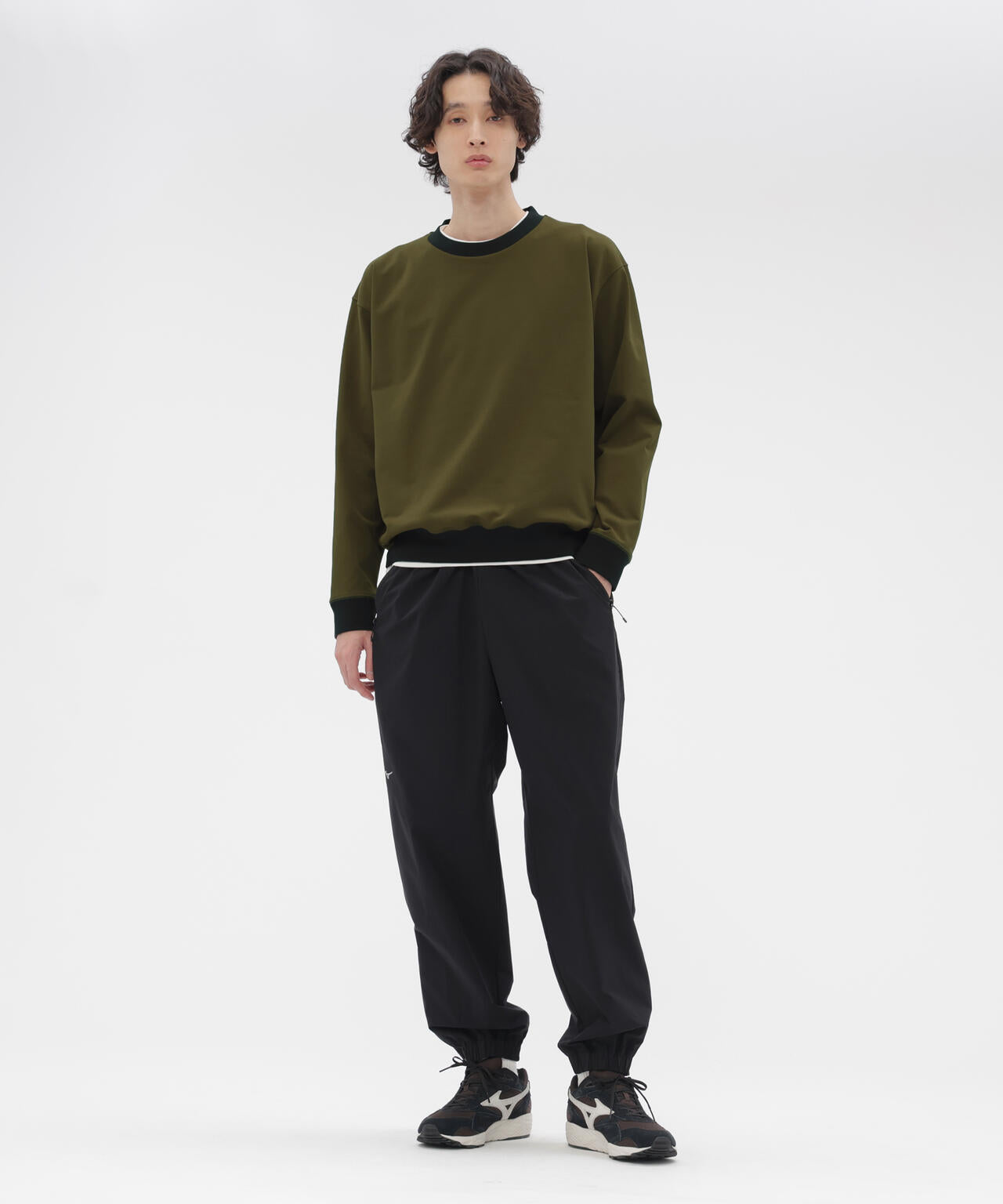 STRETCH POLYESTER TROUSERS