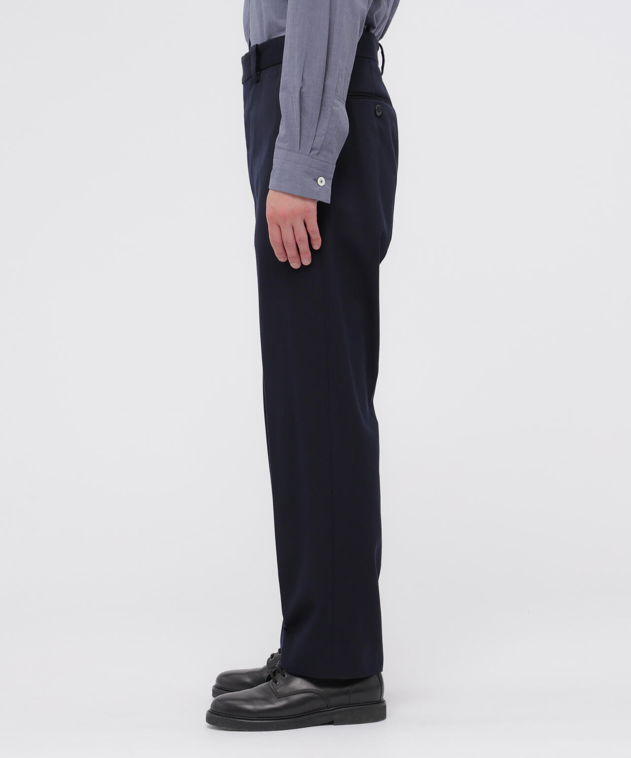WORSTED WOOL COTTON TROUSERS