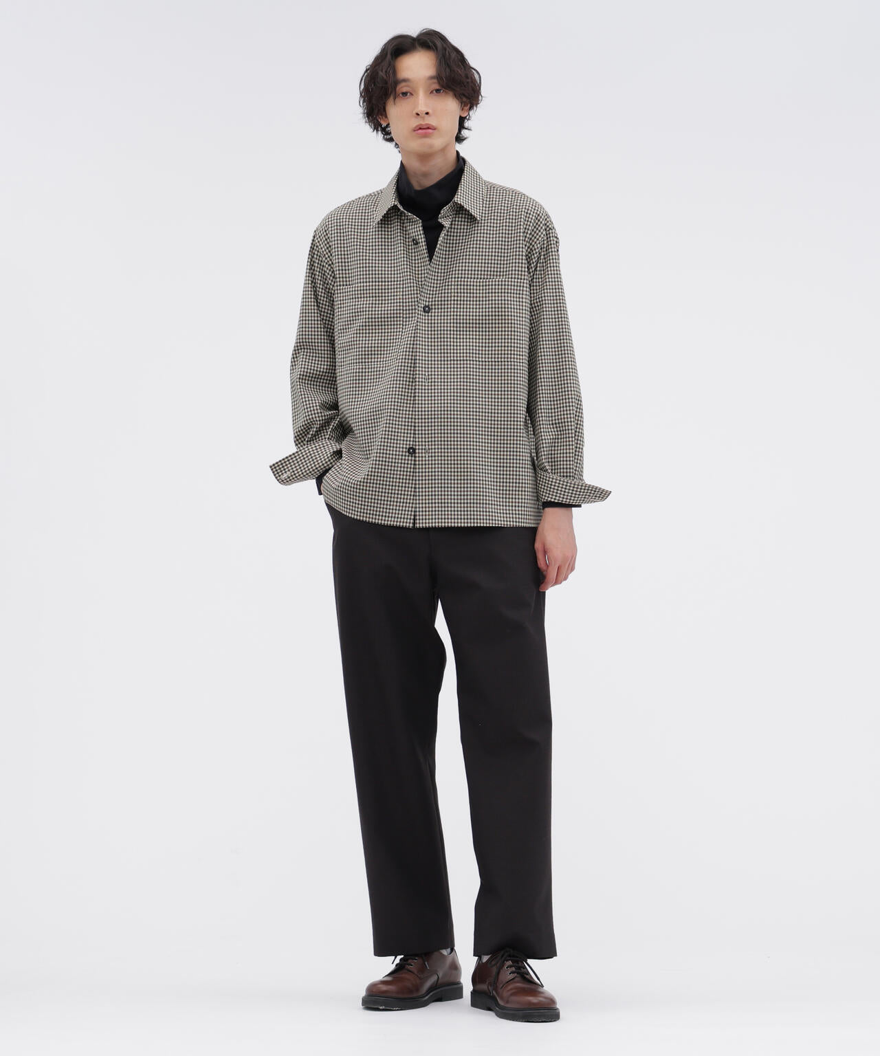 WOOL GINGHAM POPLIN SHIRT