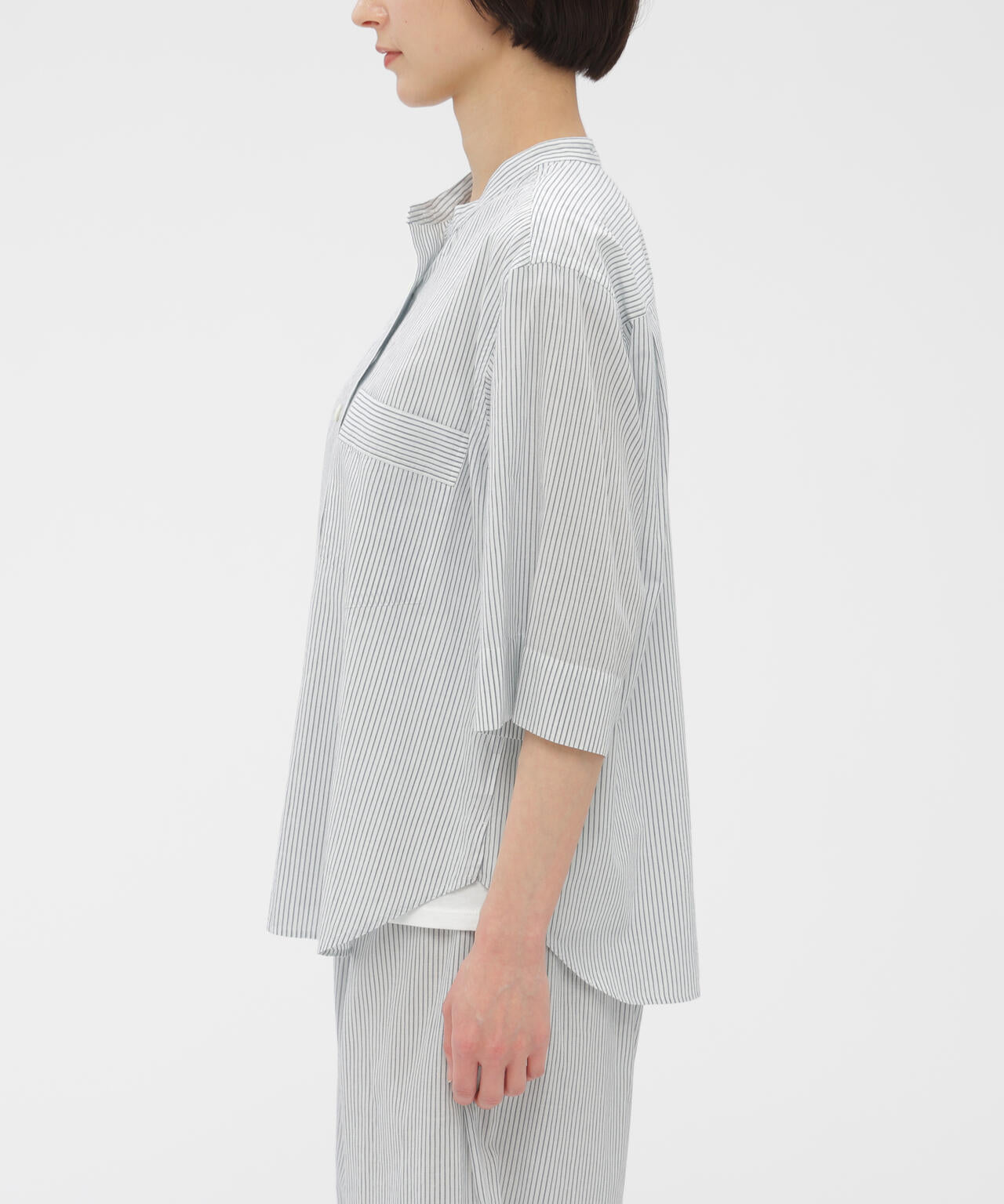 COTTON LINEN MINI STRIPE SHIRT