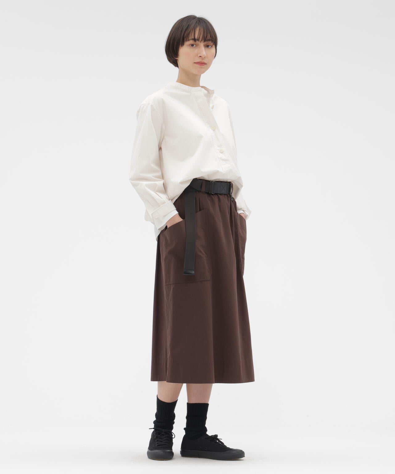 COTTON CUPRA PLAINWEAVE SKIRT