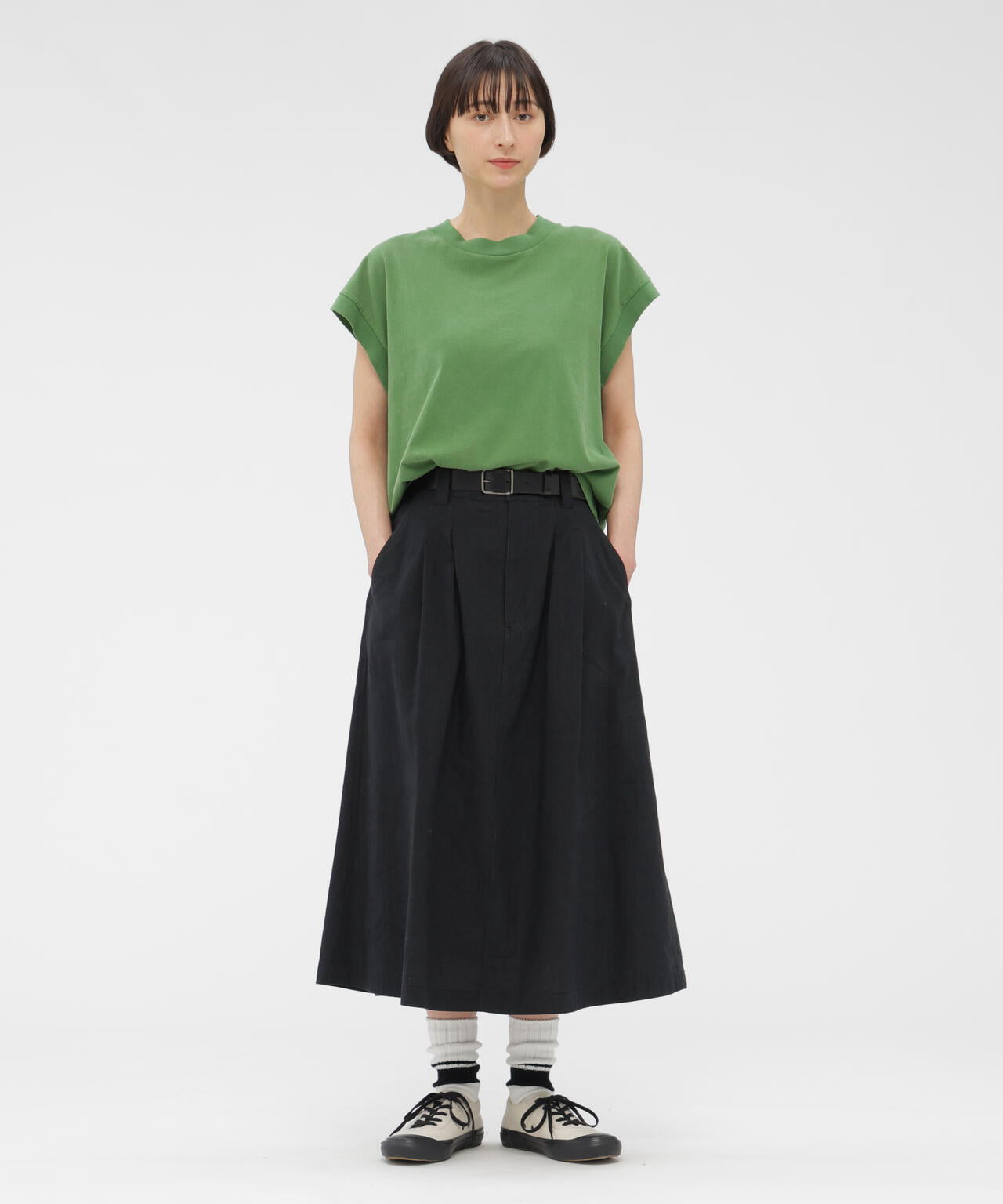 FADED LINEN COTTON PLAINWEAVE SKIRT