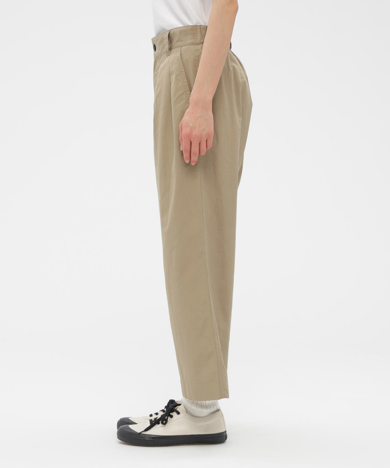 FINE COMPACT COTTON POPLIN TROUSERS