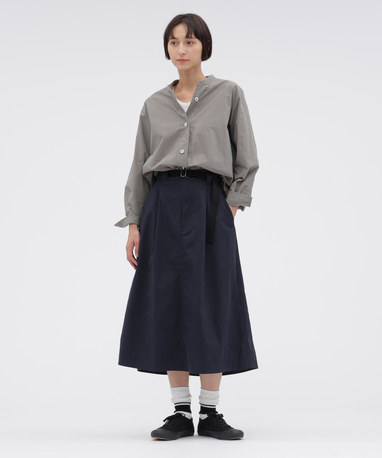 WASHED COTTON NYLON SKIRT